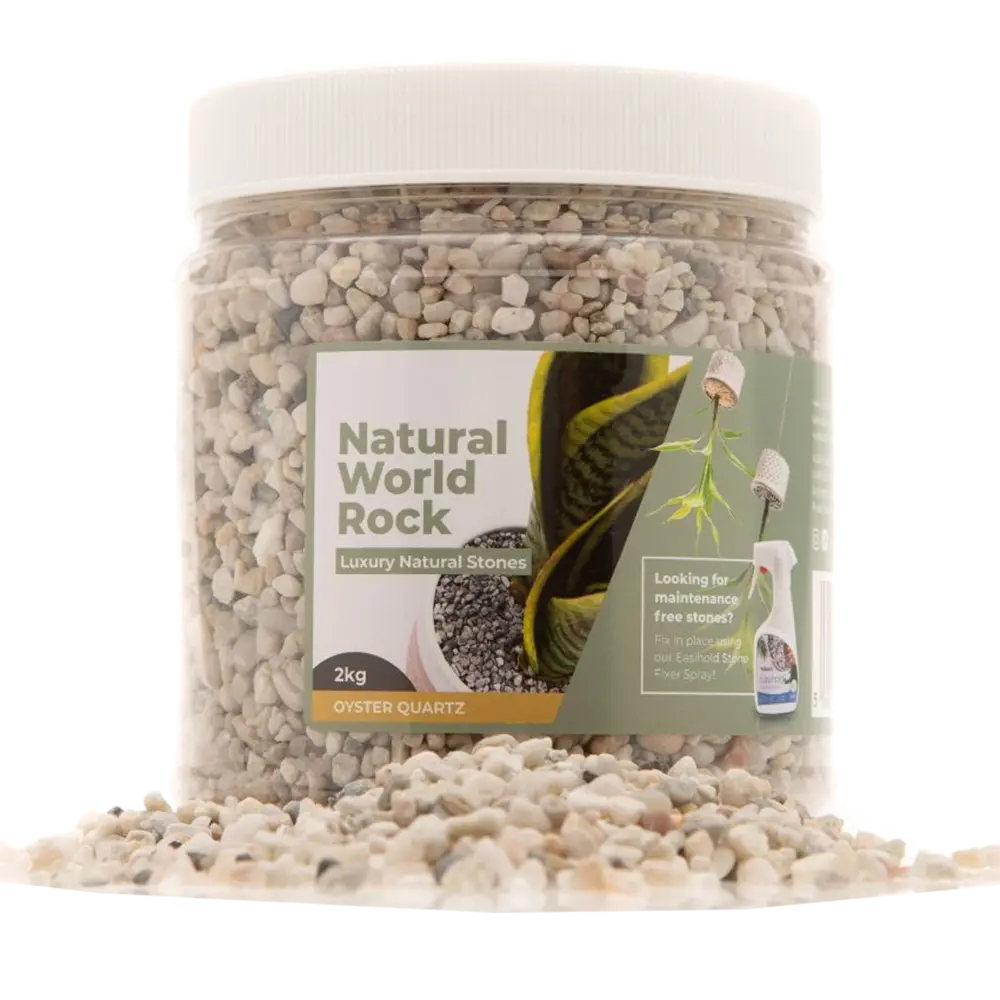 Natural World Rock Plant Topper Stones 2kg - Oyster Quartz Vuba